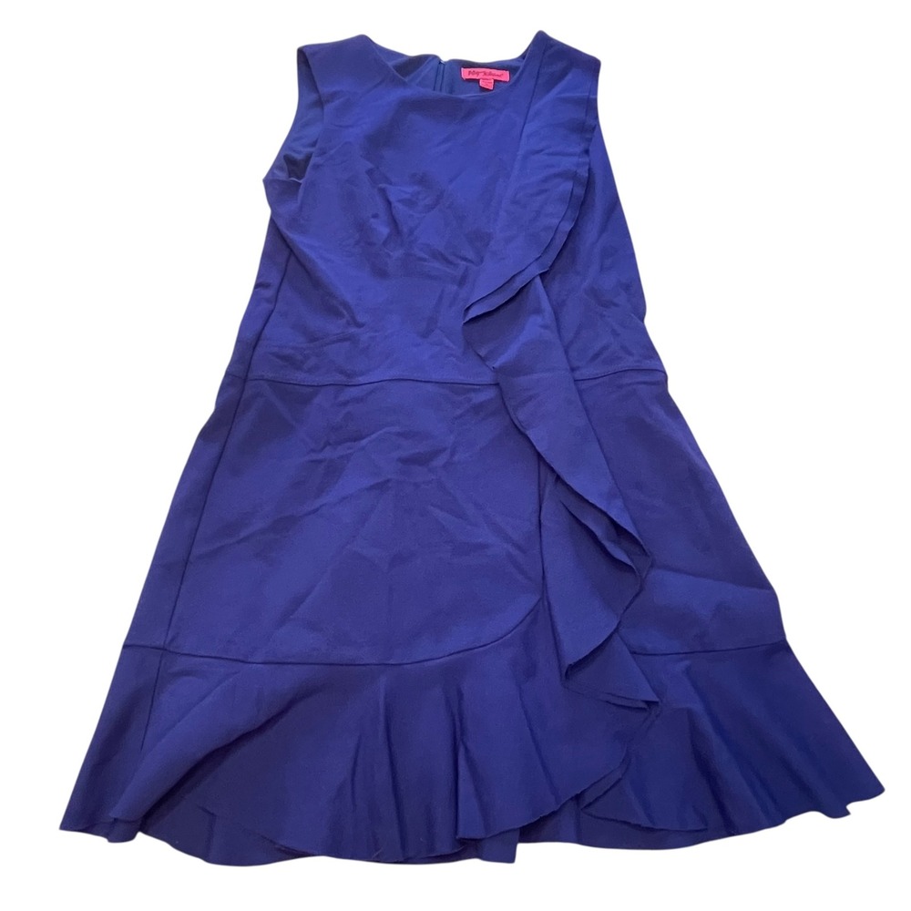 Betsey Johnson Ruffle Dress Sleeveless Party Cocktail Dress‎ Blue Size 12 Career